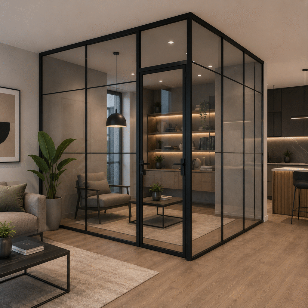Compartimentare modernă din sticlă securizată pentru interior elegant